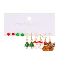 Cartoon Style Cute Classic Style Christmas Tree Santa Claus Bell Alloy Stoving Varnish Plating Inlay Rhinestones Zircon 18k Gold Plated Silver Plated Christmas Women's Jewelry Set sku image 5