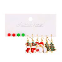 Cartoon Style Cute Classic Style Christmas Tree Santa Claus Bell Alloy Stoving Varnish Plating Inlay Rhinestones Zircon 18k Gold Plated Silver Plated Christmas Women's Jewelry Set sku image 6