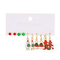 Cartoon Style Cute Classic Style Christmas Tree Santa Claus Bell Alloy Stoving Varnish Plating Inlay Rhinestones Zircon 18k Gold Plated Silver Plated Christmas Women's Jewelry Set sku image 7