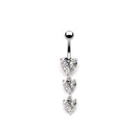 Simple Style Classic Style Shiny Heart Shape Floral Stainless Steel Alloy Copper Plating Inlay Rhinestones White Gold Plated Belly Ring sku image 6