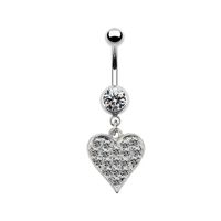 Simple Style Classic Style Shiny Heart Shape Floral Stainless Steel Alloy Copper Plating Inlay Rhinestones White Gold Plated Belly Ring main image 2