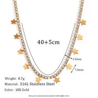Wholesale Basic Classic Style Pentagram Stainless Steel Plating Inlay 18k Gold Plated Rhinestones Necklace sku image 1