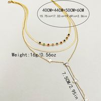 304 Stainless Steel Gold Plated Classical Vintage Style Sweet Layered Plating Inlay Butterfly Shell Zircon Three Layer Necklace main image 2