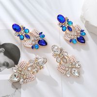 1 Pair Elegant Luxurious Water Droplets Plating Inlay Alloy Rhinestones Pearl Gold Plated Drop Earrings main image 2