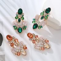 1 Pair Elegant Luxurious Water Droplets Plating Inlay Alloy Rhinestones Pearl Gold Plated Drop Earrings main image 3