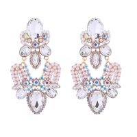 1 Pair Elegant Luxurious Water Droplets Plating Inlay Alloy Rhinestones Pearl Gold Plated Drop Earrings sku image 4