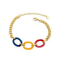 Retro Roman Style Oval 304 Stainless Steel 14K Gold Plated Acrylic Bracelets In Bulk main image 2