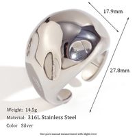 Retro Classic Style Solid Color Stainless Steel Plating 18k Gold Plated Open Rings sku image 1