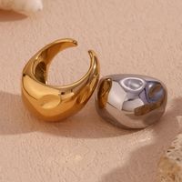 Retro Classic Style Solid Color Stainless Steel Plating 18k Gold Plated Open Rings main image 1