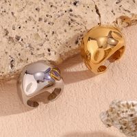 Retro Classic Style Solid Color Stainless Steel Plating 18k Gold Plated Open Rings main image 3