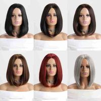 Women's Sweet Light Brown Wine Red Street High Temperature Wire Centre Parting Straight Hair Wig Net main image 1