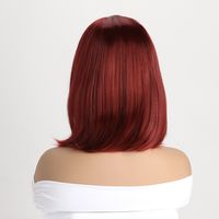 Women's Sweet Light Brown Wine Red Street High Temperature Wire Centre Parting Straight Hair Wig Net main image 4