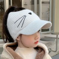 Girl's Cute Basic Cat Embroidery Ivy Cap sku image 1