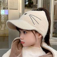 Girl's Cute Basic Cat Embroidery Ivy Cap sku image 3