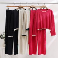 Daily Women's Casual Color Block Cotton Contrast Binding Pants Sets Pants Sets main image 1