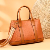 Frau Leder Einfarbig Elegant Quadrat Reißverschluss Handtasche main image 1