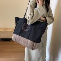 Women's Canvas Letter Color Block Vacation Sports Sewing Thread Square Zipper Shoulder Bag main image 3