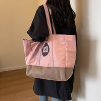 Women's Canvas Letter Color Block Vacation Sports Sewing Thread Square Zipper Shoulder Bag main image 5