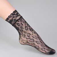 Abstract Solid Color Flower Sexy Breathable Hollow Out Stockings main image 5