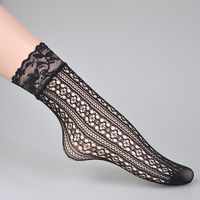 Abstract Solid Color Flower Sexy Breathable Hollow Out Stockings main image 3