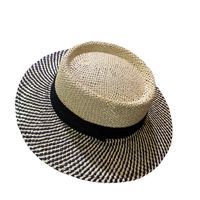 Women's Retro French Style Color Block Straps Wide Eaves Straw Hat main image 4