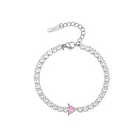 Elegant Simple Style Triangle Water Droplets Heart Shape Stainless Steel Plating Inlay Zircon Bracelets sku image 5