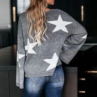 Women's Sweater Long Sleeve Sweaters & Cardigans Contrast Binding Streetwear Star main image 5