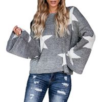 Women's Sweater Long Sleeve Sweaters & Cardigans Contrast Binding Streetwear Star main image 3