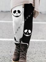 Women's Daily Street Casual Pumpkin Bat Skull Full Length Printing Leggings main image 4