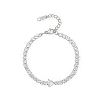 Elegante Estilo Simple Triángulo Gotitas De Agua Forma De Corazón Acero Inoxidable Enchapado Embutido Circón Pulsera sku image 7