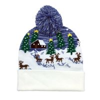 Unisex Cute Retro Christmas Tree Elk Eaveless Wool Cap sku image 2