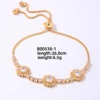 Elegant Simple Style Flower Copper Plating Flowers Inlay Zircon White Gold Plated Gold Plated Bracelets sku image 1