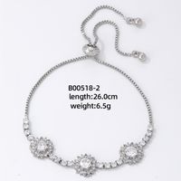Elegant Simple Style Flower Copper Plating Flowers Inlay Zircon White Gold Plated Gold Plated Bracelets sku image 2