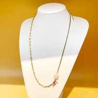 304 Stainless Steel Natural Stone Gold Plated Elegant Lady Plating Geometric Natural Stone Crystal Long Necklace main image 1