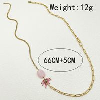 304 Stainless Steel Natural Stone Gold Plated Elegant Lady Plating Geometric Natural Stone Crystal Long Necklace main image 3