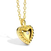 Princess Sweet Heart Shape Copper 18k Gold Plated Shell Zircon Pendant Necklace In Bulk main image 8