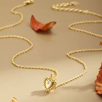 Princess Sweet Heart Shape Copper 18k Gold Plated Shell Zircon Pendant Necklace In Bulk main image 6