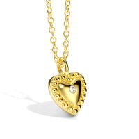 Princess Sweet Heart Shape Copper 18k Gold Plated Shell Zircon Pendant Necklace In Bulk sku image 2