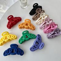 Simple Style Solid Color Plastic Resin Hollow Out Hair Claws main image 6