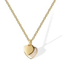 Princess Sweet Heart Shape Copper 18k Gold Plated Shell Zircon Pendant Necklace In Bulk main image 3