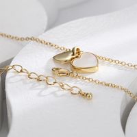 Princess Sweet Heart Shape Copper 18k Gold Plated Shell Zircon Pendant Necklace In Bulk main image 2