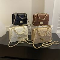 Women's Pu Leather Solid Color Streetwear Square Lock Clasp Handbag main image 6