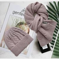 Unisex Classic Style Stripe Knit Scarf Hat 2 Pieces sku image 1