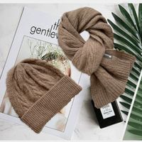 Unisex Classic Style Stripe Knit Scarf Hat 2 Pieces sku image 3