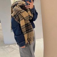 Women's Casual Basic Plaid Polyester Scarf sku image 1