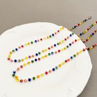 304 Stainless Steel Artificial Crystal Gold Plated Sweet Simple Style Plating Rainbow Necklace main image 5