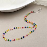 304 Stainless Steel Artificial Crystal Gold Plated Sweet Simple Style Plating Rainbow Necklace main image 3
