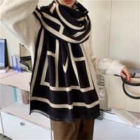 Women's Lady Streetwear Color Block Imitation Cashmere Scarf sku image 1