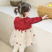 Cute Color Block Fruit Cotton Girls Dresses main image 5