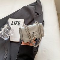 Women's Pu Leather Solid Color Streetwear Square Lock Clasp Shoulder Bag sku image 3